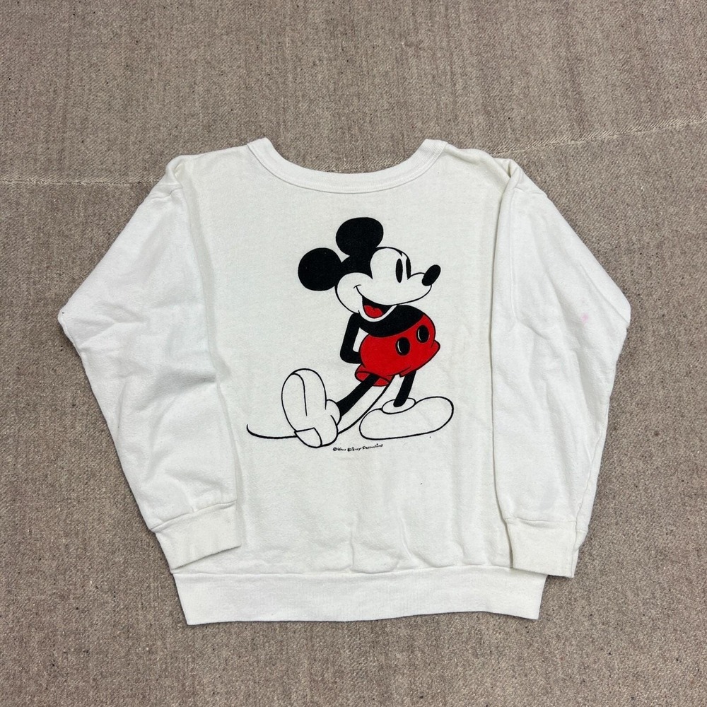 Vintage Mickey Mouse Sweatshirt Mens Medium White 1970s Disney World